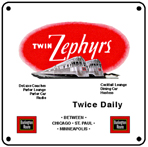 Twin Zephyrs Logo 6x6 Tin Sign