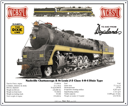 Chattanooga and St Louis Steam Locomotive Yellow NC&StL K4 S Decals Nashville 