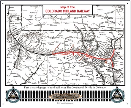 ca. 1900 map of the Colorado Midland Railway, unfortunately cropped at the  edges . circa 1900 337 Colorado Midland Railway map Stock Photo - Alamy