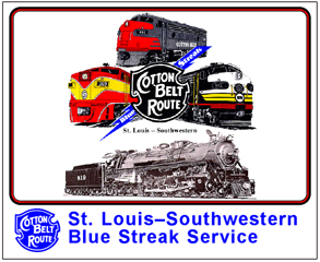 Tin Sign Cotton Belt Locomotives