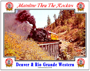 Rio Grande Main Line Train Tin Metal Sign 8" x 12" 