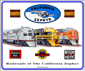 Tin Sign Calif Zephyr RR's Large