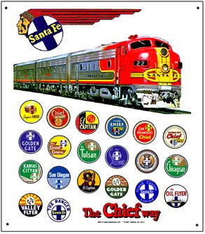 Tin Sign Santa Fe Train Logos