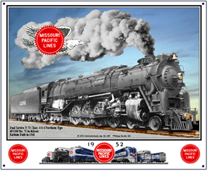 Tin Sign MoPac Steam Locomotive