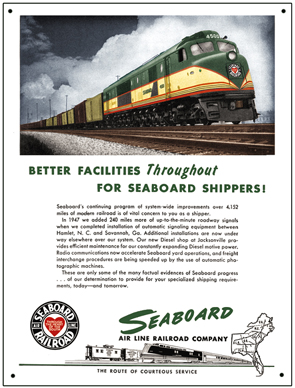 Tin Sign Seaboard Service Ad