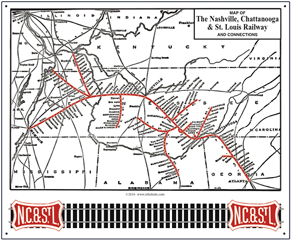 NC&StL System map 1941 Sign