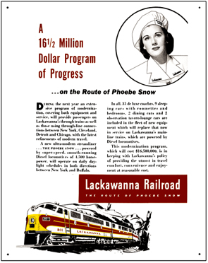 Tin Sign Lackawanna Phoebe Ad