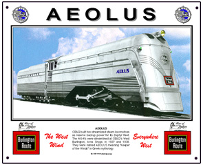 Tin Sign CB&Q Aeolus Engine