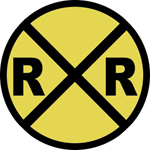 RR Crossing 6 inch round logo