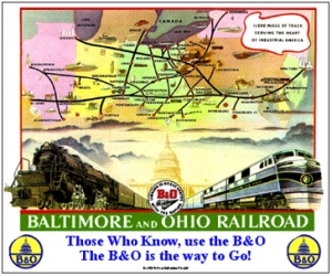 Tin Sign B&O System Map