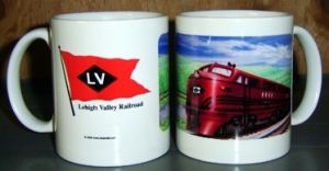 LEHIGH VALLEY HERITAGE RAILROAD COFFEE MUG //// Diesel Train Red