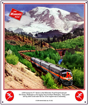 Tin Sign Milw Mt Rainer Log Train