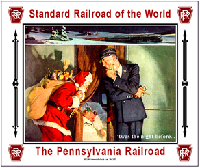 Tin Sign PRR Santa w/Conductor