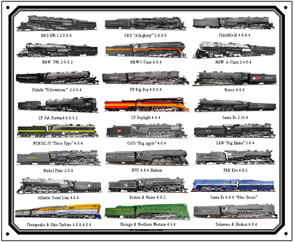 Tin Sign Railroad Steam Engines