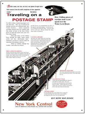 Tin Sign NYC RPO Mail Car 1940s